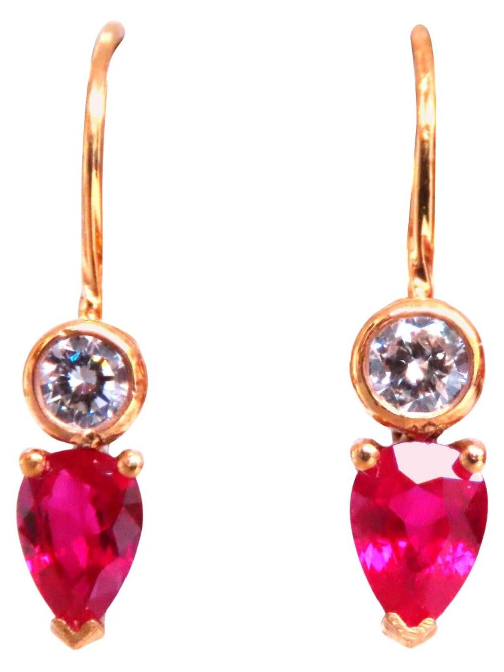 .54ct Natural Pear Shaped Ruby Diamond Lever Earrings 24414*